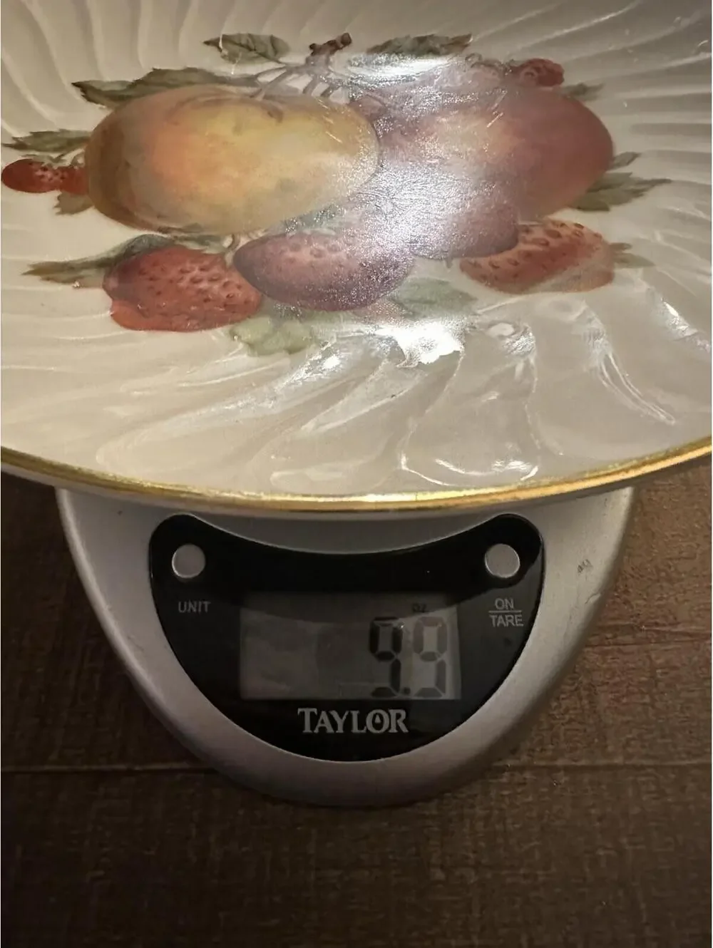 Vintage Noritake Porcelain Fruit Pattern Dessert Plate with Gold Trim